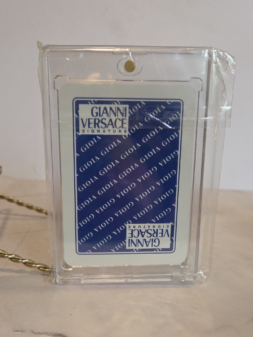 Gianni Versace Signature Blue & White Playing Card 7 Hearts In Case